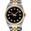 Rolex Men's Two Tone Black Diamond Datejust Wristwatch