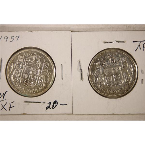 1957 & 1958 CANADA SILVER 50 CENTS