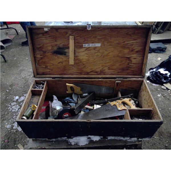 Wooden Tool Chest w/ Assorted Tools