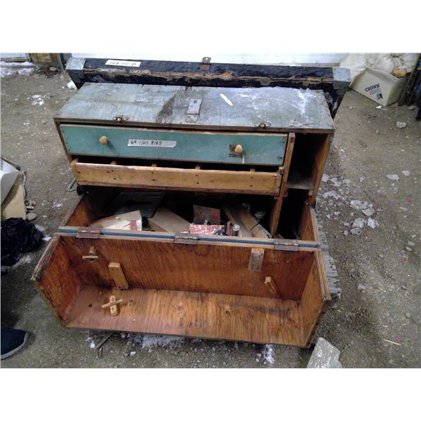 Wooden Tool Chest w/ Assorted Tools