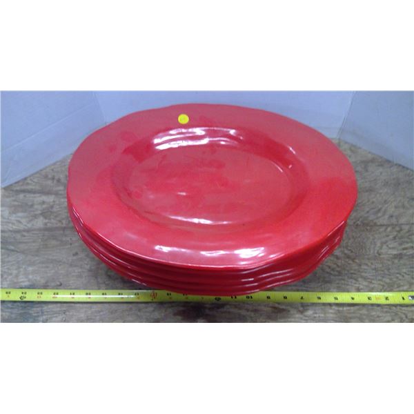 5 Red platters 18"x13"