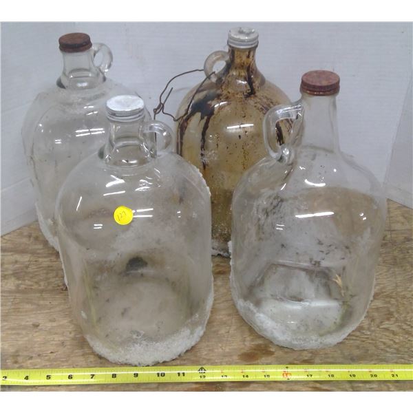 4-vintage 1gal glass jugs