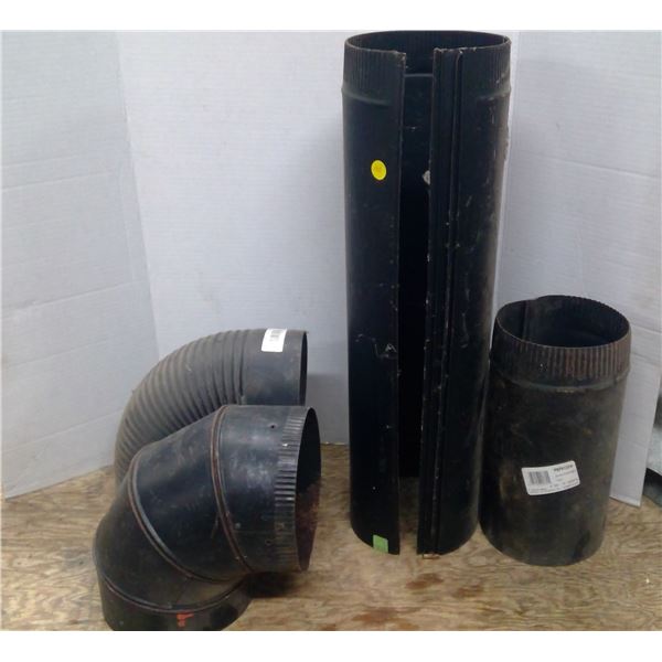 Assorted stove pipe 6", 7" elbows, galvanized duct work 5"