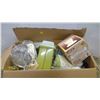 Image 1 : Box of housewares, glass bowls, electric knife