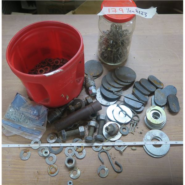 Lot of Misc. Metal, Nails, + Washers