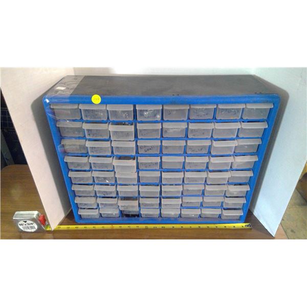 Hardware storage bin unit with hardware
