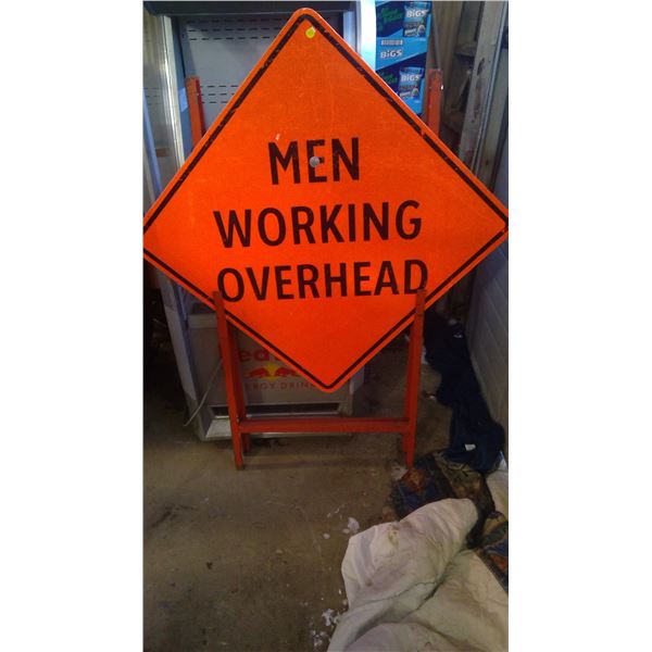 Very large men working overhead sign 30x30