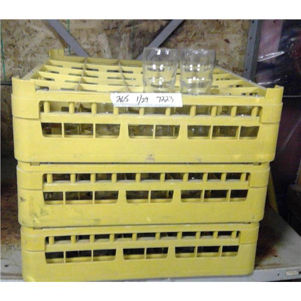 3- trays of glasses approx. 70pcs