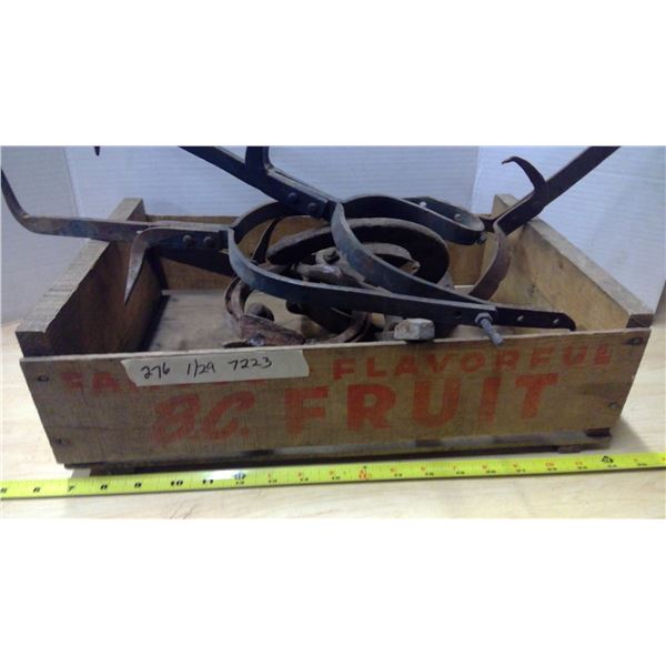 Wooden BC fruit box with old horse shoes