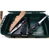 Image 3 : Plan guide tackle box with assorted hooks, hunting knife, fillet knife