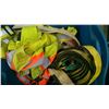 Image 3 : Blue tote c/w misc. safety equipment, tie down straps