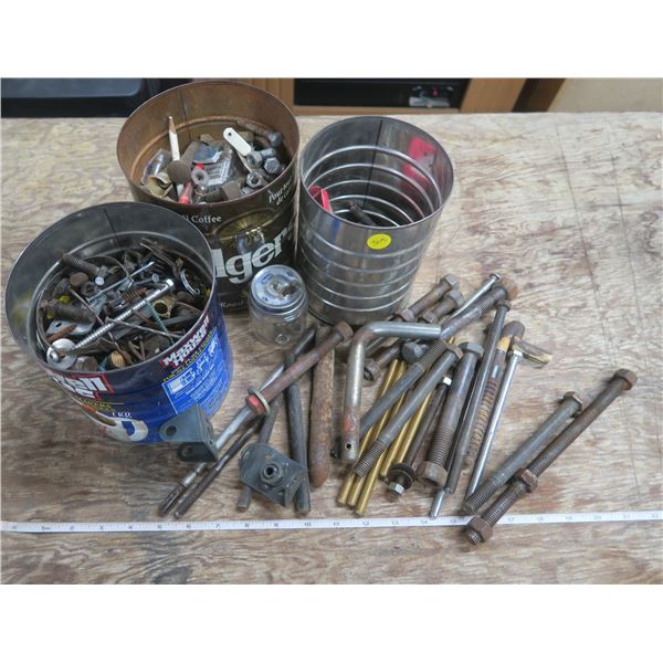 Cans of Various Bolts, Screws, Hardware, Etc.