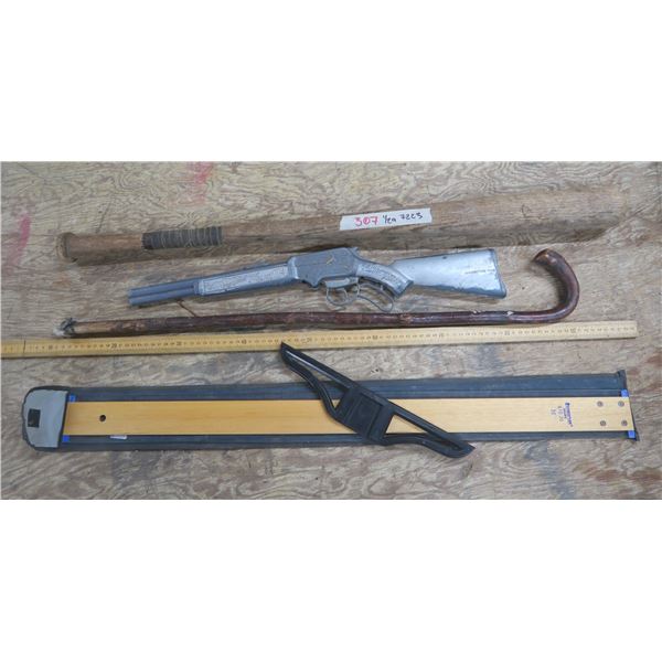 Misc. Lot (Bat, Toy Gun, Drafting Rule, etc.)