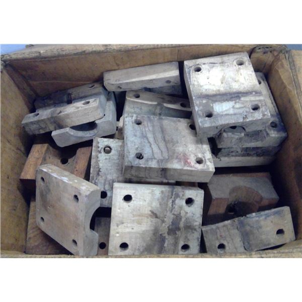 Box of wooden bearing blocks and pcs