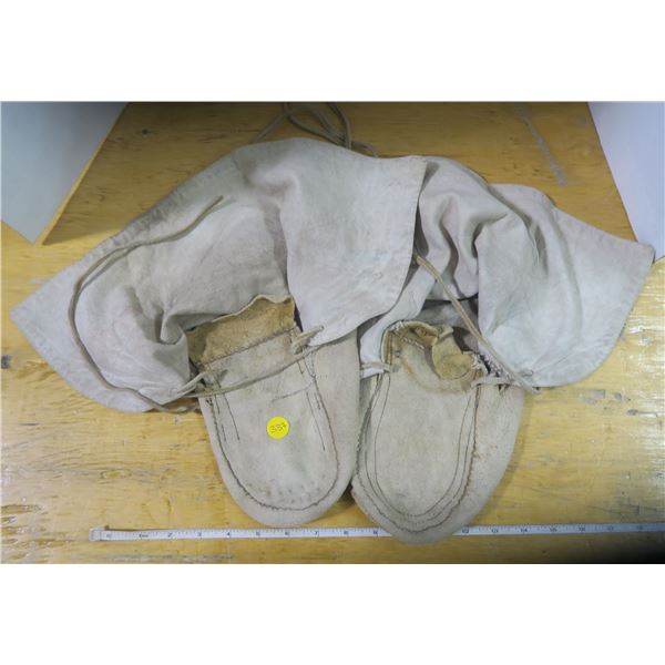 Leather Moccasins w/ canvas ankles