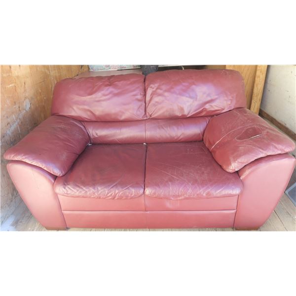 Burgundy Loveseat (approx. 38" x 62" x 36"H)