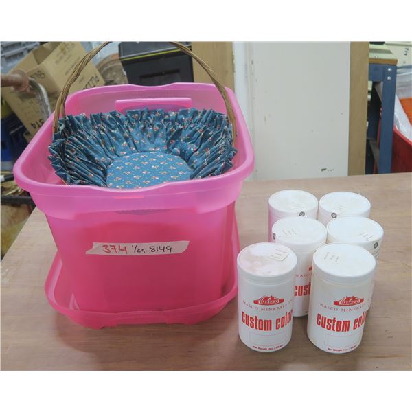 Pink Tote + cans of Stucco Pigment - Salmon