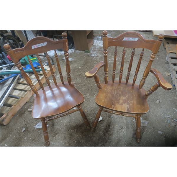 2 x Wooden Chairs (one w/ arms)