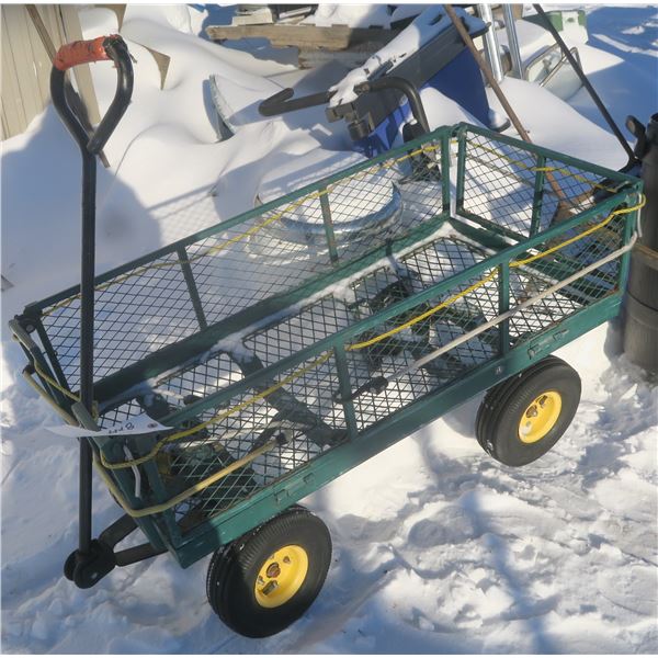 Green Metal Mesh Wagon w/ Drop Down Sides (44" x 21" x 22")