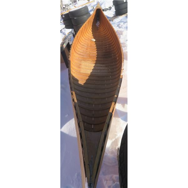 16' Wood Strip Canoe w/ 3 wooden canoe runners