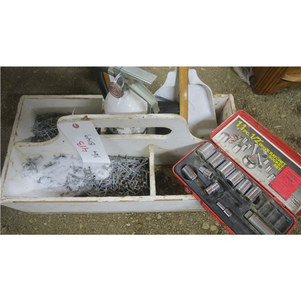 Tool Carrier w/ Nails, Extinguisher, Etc.