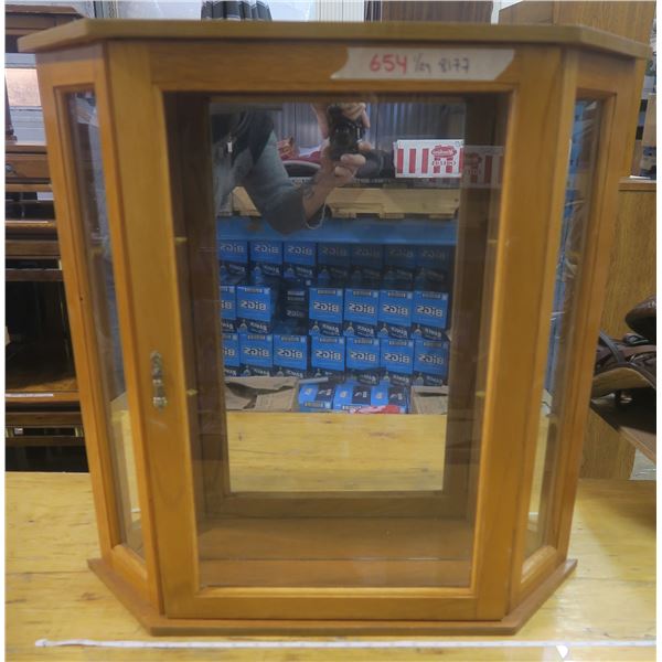 Mirrored Wall Display Cabinet w/ 2 glass shelves - (26"W x 25"H)