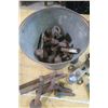 Image 4 : Galvanized Pail of large Bolts + 1 7/8" Ball Hitch, Etc.