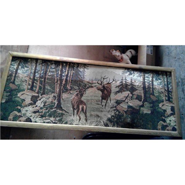 Elk/Wilderness Fabric Print - Framed 28x70"