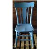 Image 1 : Wood Blue Chair, Seat - 18"T, Back 37"Tall