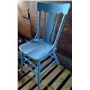 Image 2 : Wood Blue Chair, Seat - 18"T, Back 37"Tall