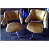 Image 1 : 2 Vintage Yellow Leather Rolling Chairs