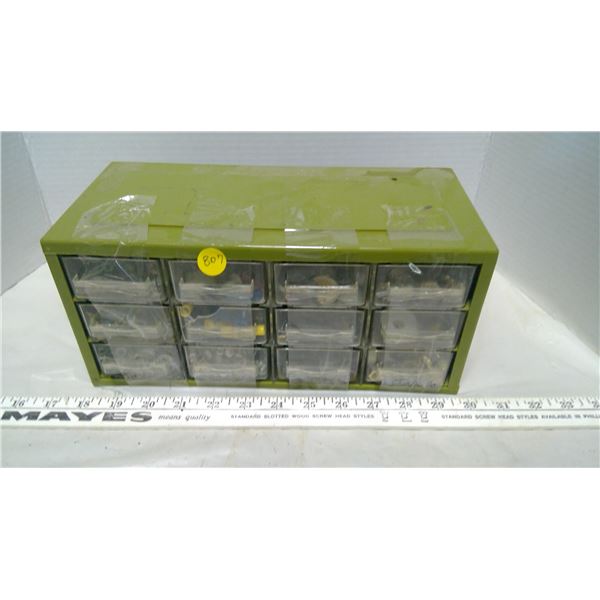 12 drawer hardware unit c/w misc. hardware