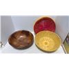Image 3 : Wooden salad bowl set, wicker baskets