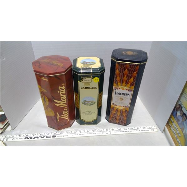 3 Vintage tin cans with lids