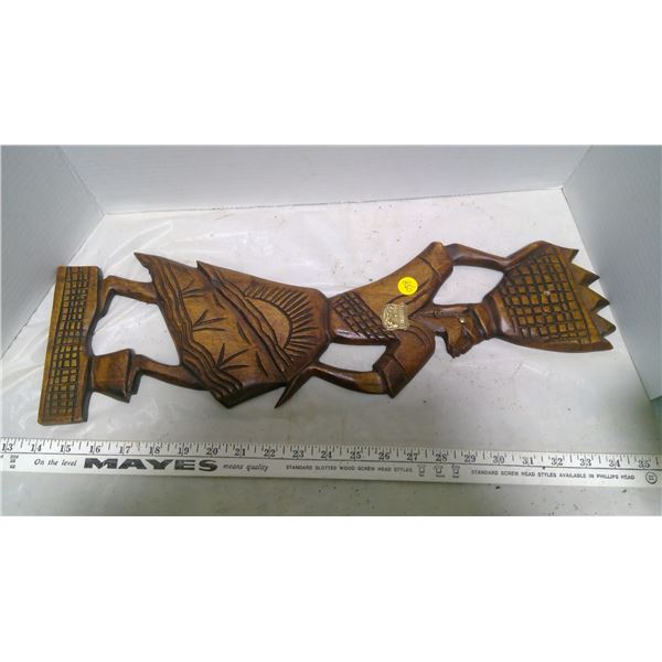 Wooden wall ornament, small mirror, 4 ceiling fan blades 24"