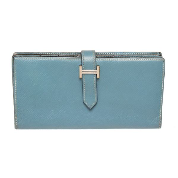 Hermes Blue Leather Bearn Wallet