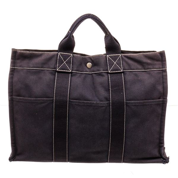 Hermes Purple Canvas Herline MM Tote Bag