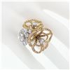 Image 3 : FINE 18K Tri Color Gold 3.20 ctw Moving Diamond Large Flower Bouquet Cocktail Ri