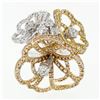 Image 4 : FINE 18K Tri Color Gold 3.20 ctw Moving Diamond Large Flower Bouquet Cocktail Ri