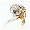 Image 5 : FINE 18K Tri Color Gold 3.20 ctw Moving Diamond Large Flower Bouquet Cocktail Ri