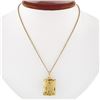 Image 1 : Vintage 14k Gold Large Rectangular Lemon Quartz 18" Vintage Rolo Chain Pendant