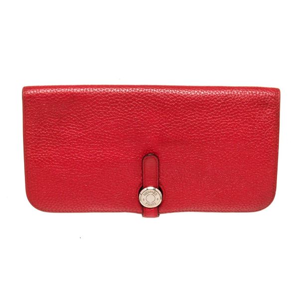 Hermes Red Leather Dogon Long Wallet