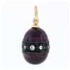 Image 1 : Vintage Soviet 14k Gold & Silver Petite Diamond Purple Enamel Egg Charm Pendant