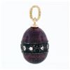 Image 3 : Vintage Soviet 14k Gold & Silver Petite Diamond Purple Enamel Egg Charm Pendant