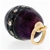 Image 6 : Vintage Soviet 14k Gold & Silver Petite Diamond Purple Enamel Egg Charm Pendant