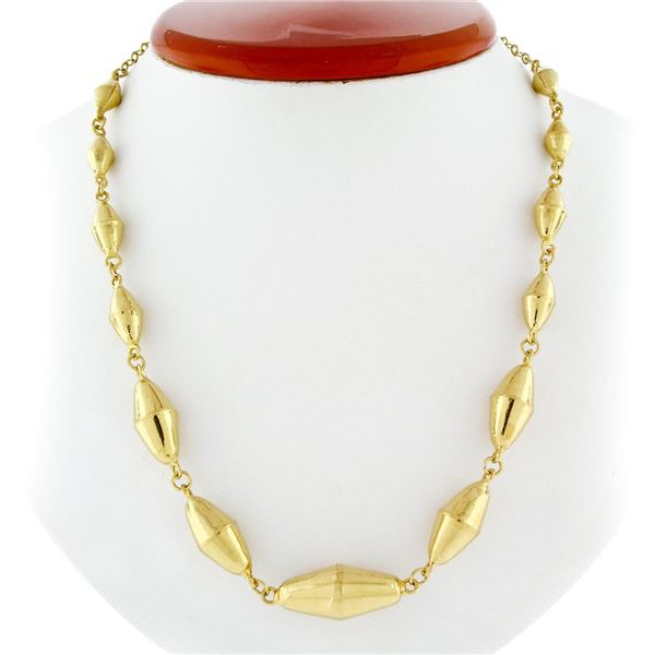 Vintage 21k Gold 18" Graduated Tumbler Shaped Link Bead Chain Toggle Necklace