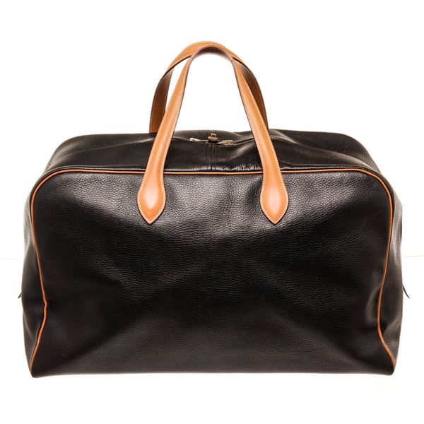 Hermes Black Leather Victoria Travel Bag