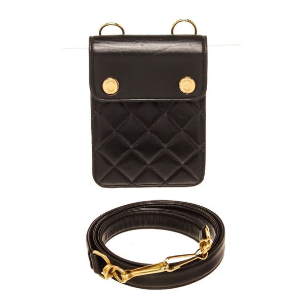 Chanel Black Caviar Leather Vintage Button Wallet