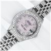 Image 2 : Rolex Ladies Stainless Steel Pink MOP Pyramid Diamond Datejust Wristwatch 26MM W