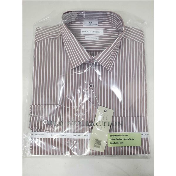Biz Collection Dress Shirt- Striped Gray (M)